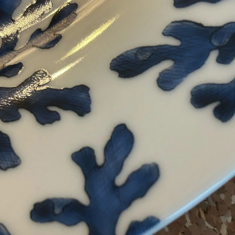 Z Gallerie Blue Coral 12” Ceramic Charger, Serving Plate. Retired EUC